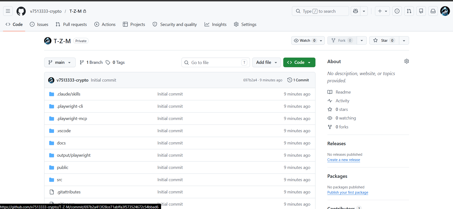 Репозиторий T-Z-M на GitHub.com со структурой папок: src, public, docs и другие